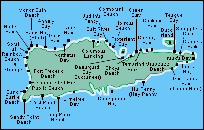 map of St. Croix beaches US Virgin Islands