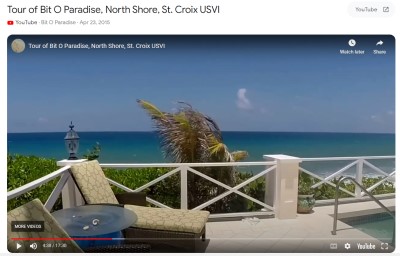 Youtube video on Bit O Paradise St Croix US Virgin Islands villa