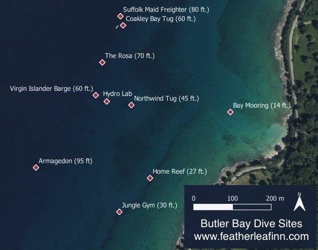 butler bay wrecks dive map