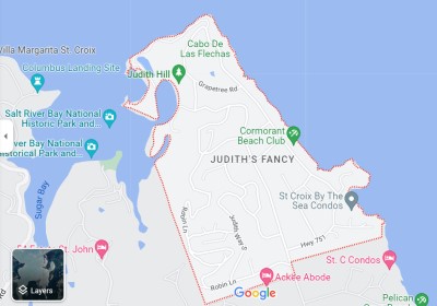 Map of Judith's Fancy St. Croix USVI 