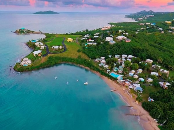 Aerial View of Bungalows on the Bay St. Croix