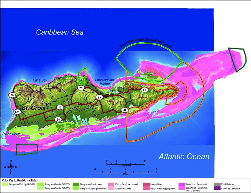 Map of St. Croix coral reefs