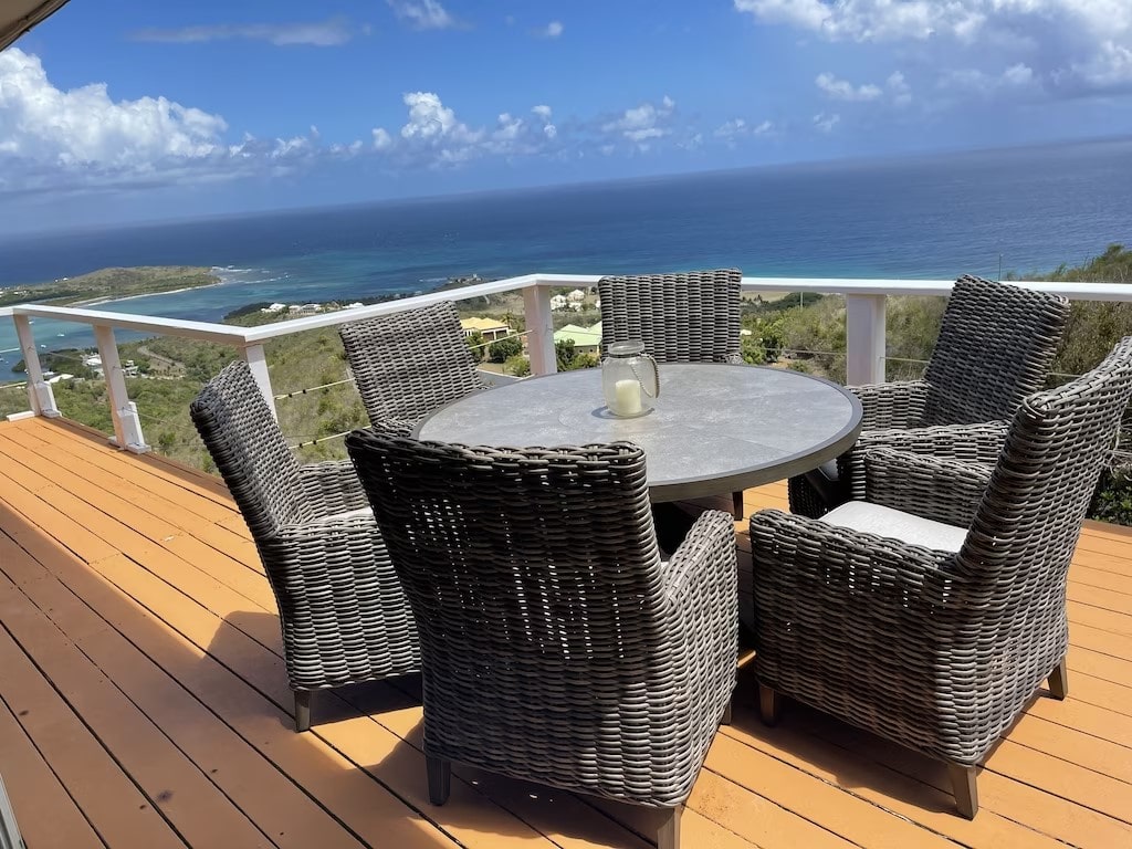 VRBO Villa Concordia St Croix vacation rental deck with marina view