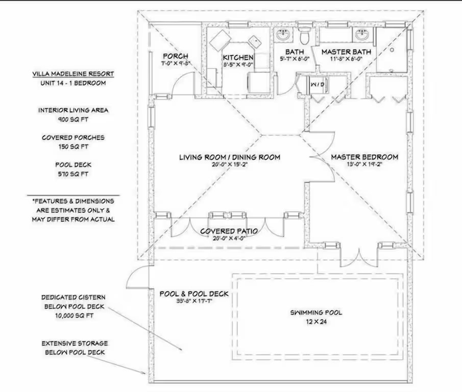 typical Villa Madeleine St. Croix for sale condo floor plan