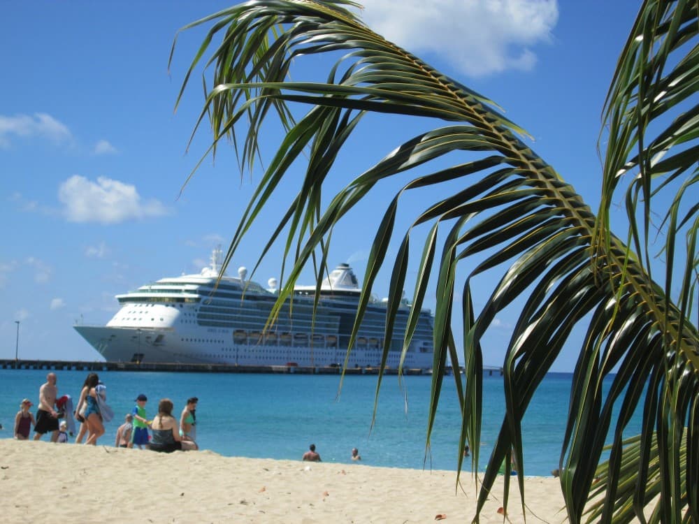 Paradise Beach St Croix next to cruise ship