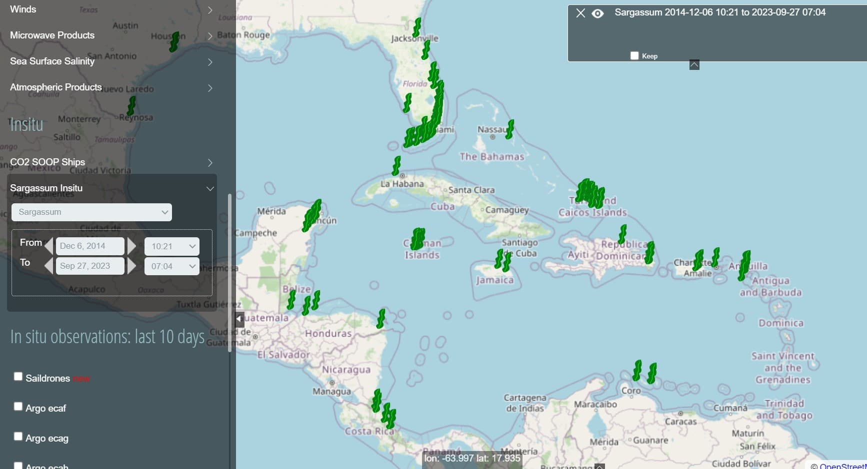 2024 Sargassum update forecast map Florida Cancun Mexico Caribbean