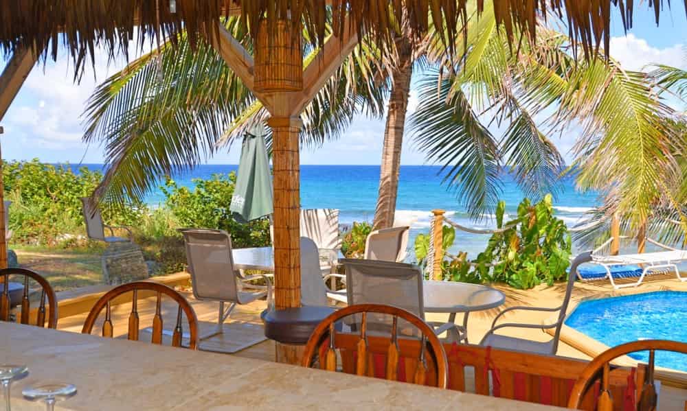 Quiet outdoor seating area at a private villa in St. Croix